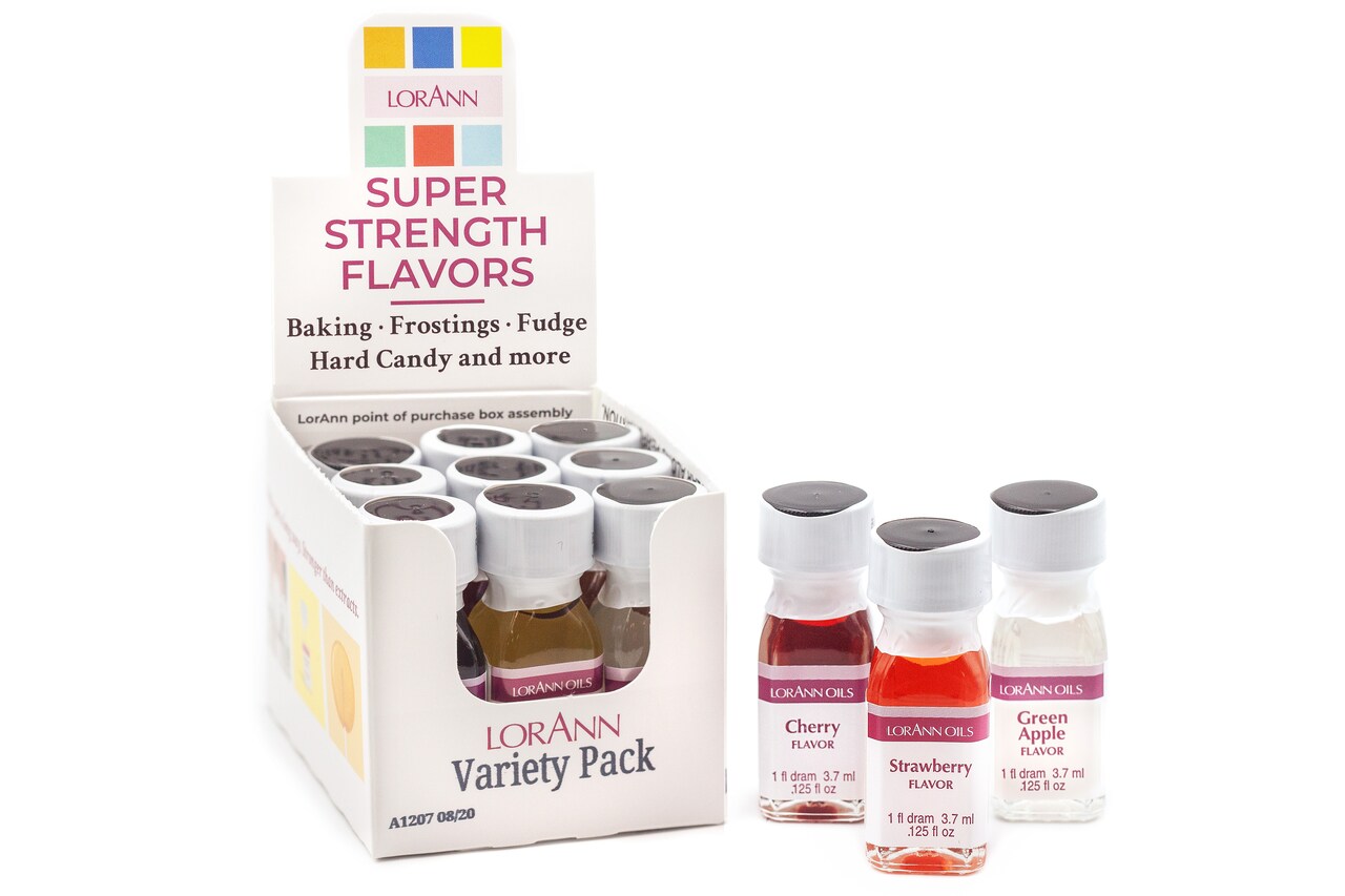 LorAnn Oils 12-unit Super Strength Flavors Variety Pack, 1-dram bottles